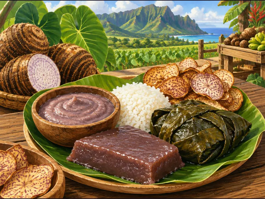 Illustrative Hawaiʻi scene for Hanalei Taro Food Truck
