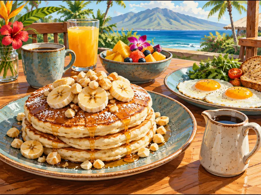 Illustrative Hawaiʻi scene for Kihei Caffe