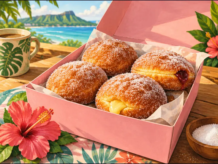 Illustrative Hawaiʻi scene for Leonard's Bakery