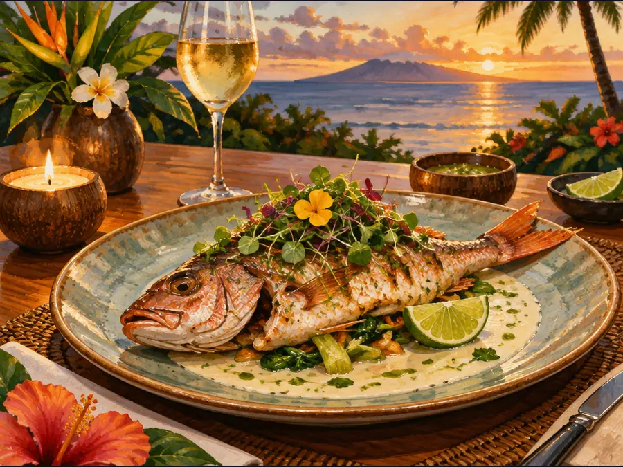 Illustrative Hawaiʻi scene for Mama's Fish House