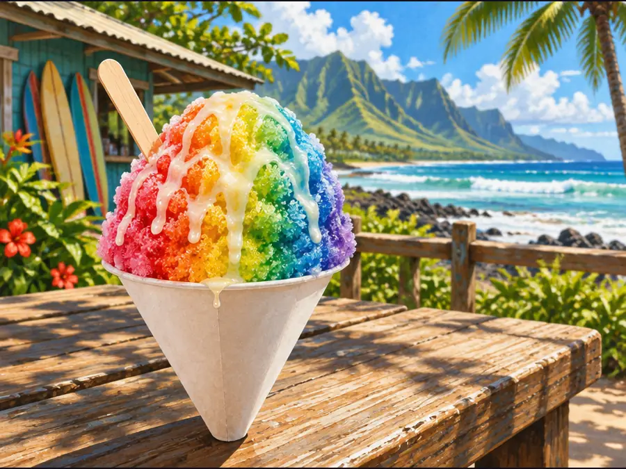 Illustrative Hawaiʻi scene for Matsumoto Shave Ice