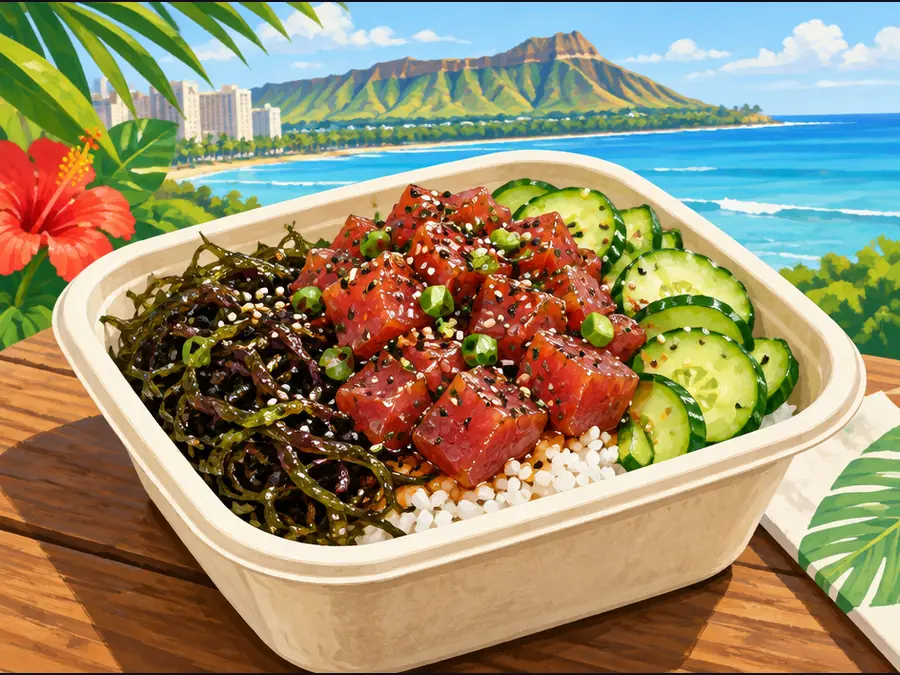 Illustrative Hawaiʻi scene for Ono Seafood