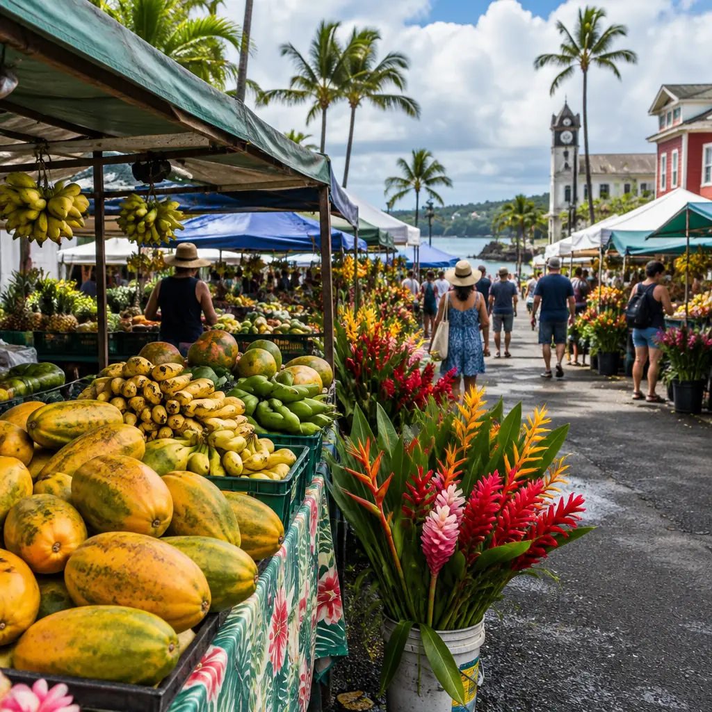 Illustrative Hawaiʻi scene for Hilo Farmers Market