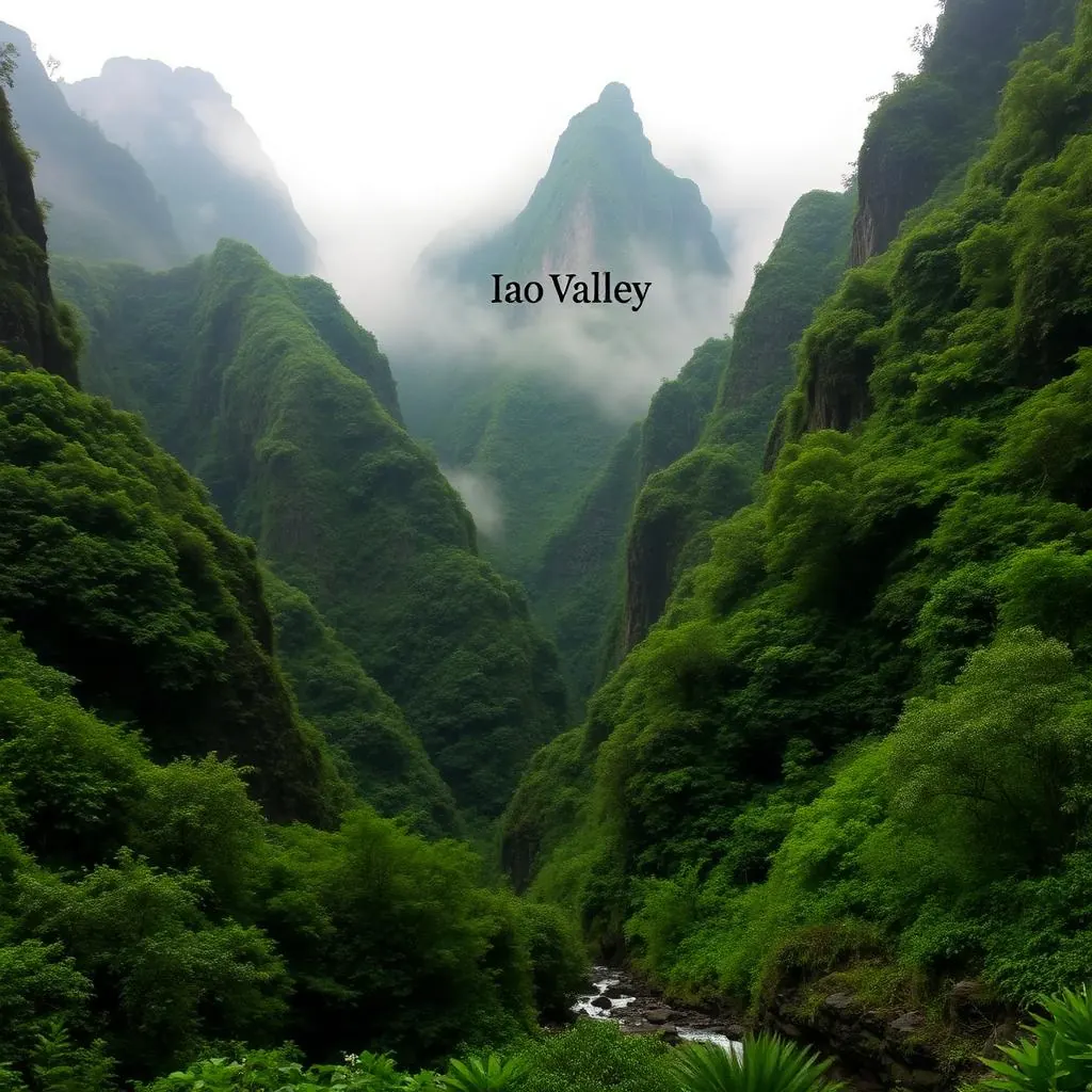 Illustrative Hawaiʻi scene for ʻĪao Valley