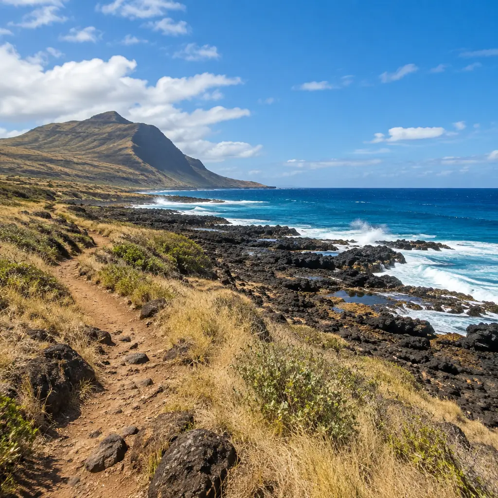 Illustrative Hawaiʻi scene for Kaʻena Point Trail