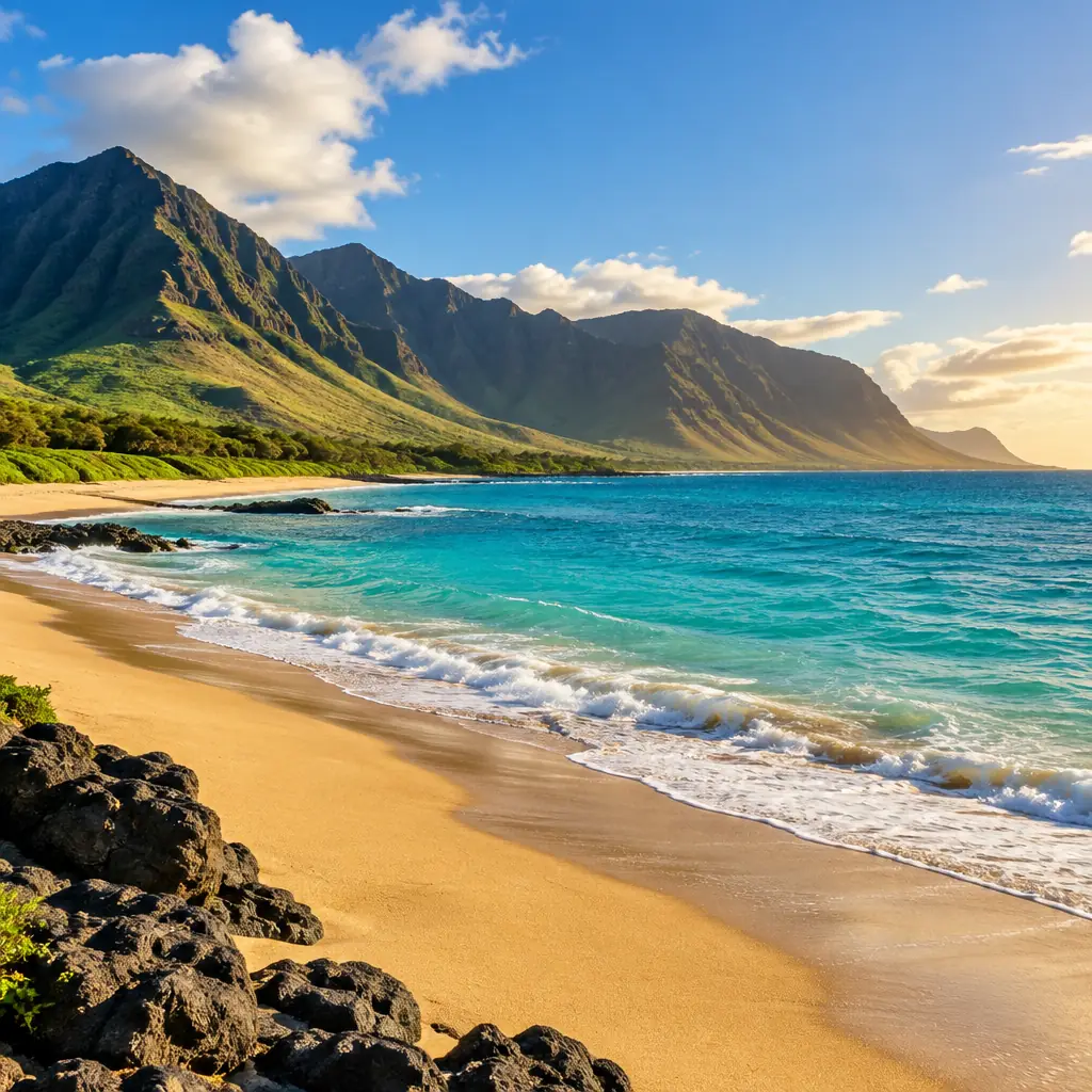 Illustrative Hawaiʻi scene for Mākua Beach