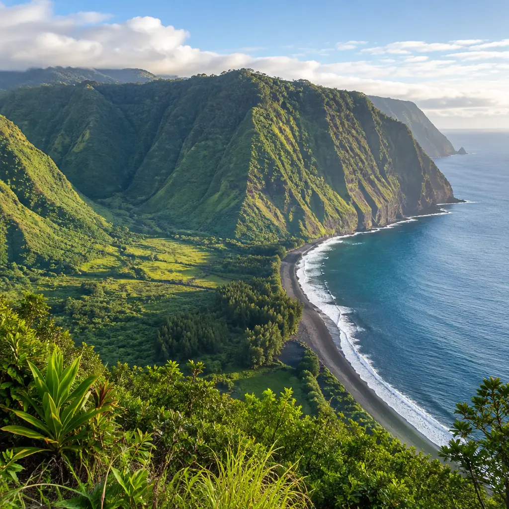 Illustrative Hawaiʻi scene for Pololū Valley Lookout